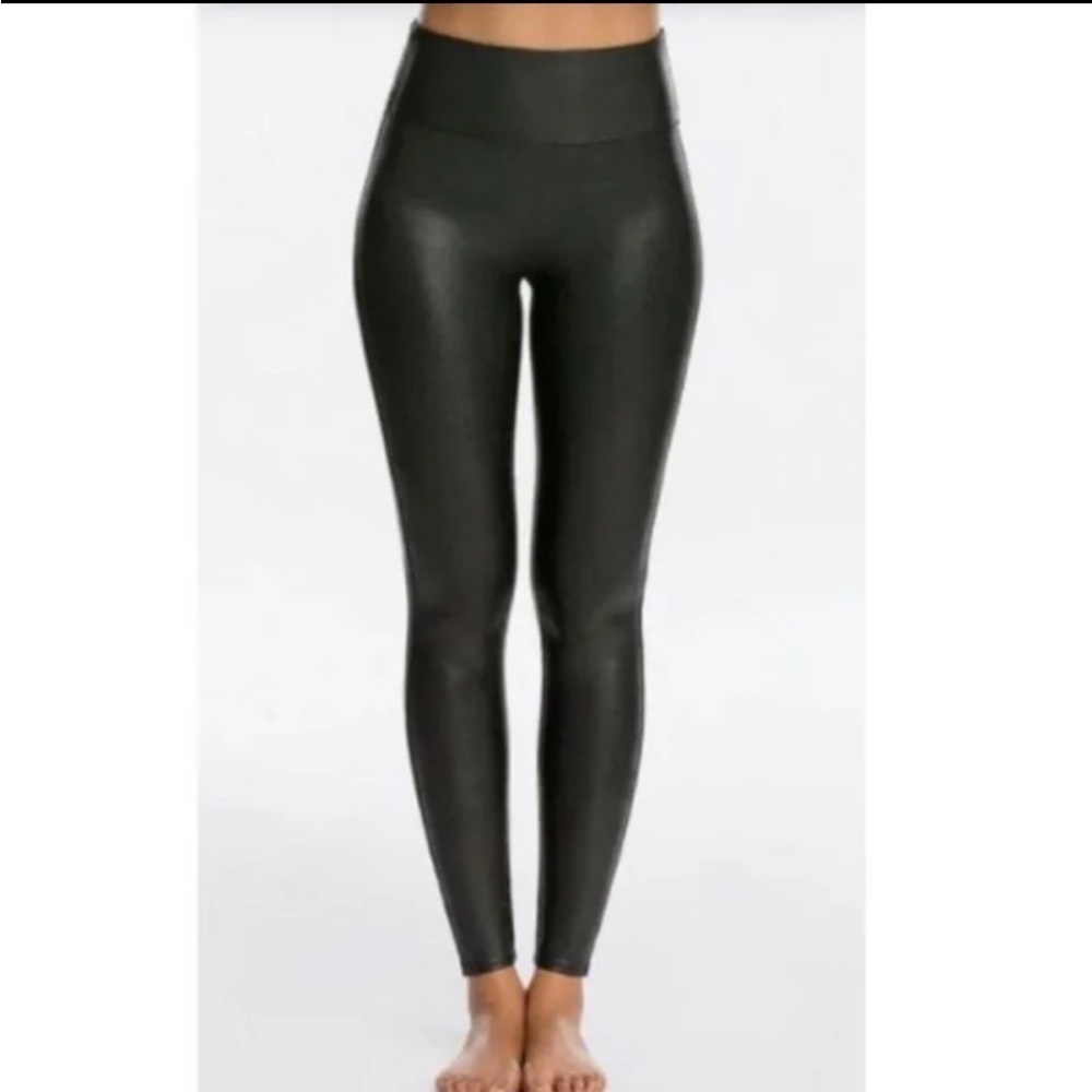 SPANX Faux Leather High Rise Black Leggings Women’s large - Picture 2 of 7